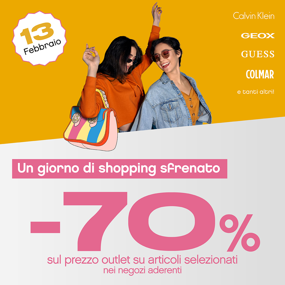 Ragazze che ballano e scritta -70%