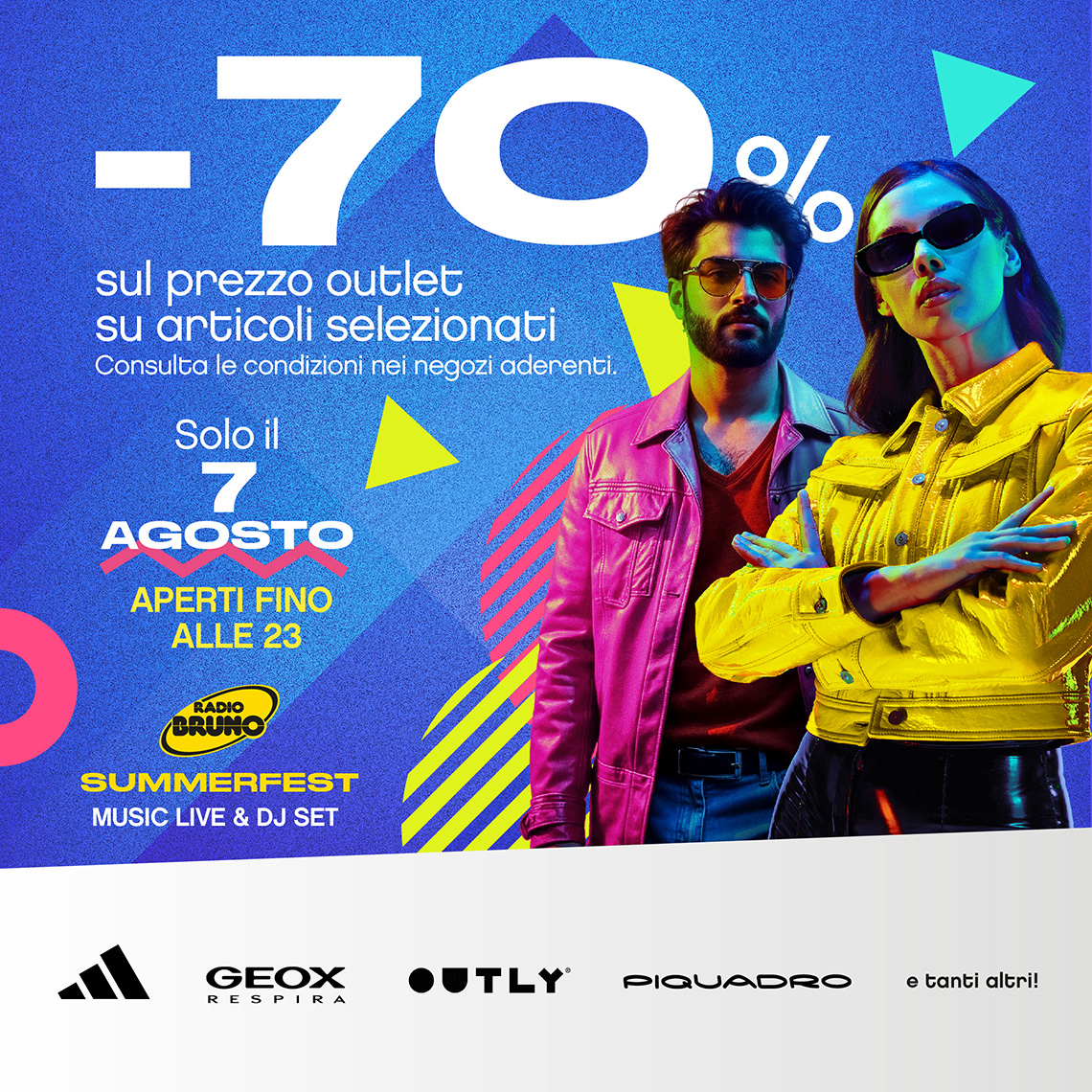 70s party 7 agosto fino al -70% su articoli selezionati nei negozi outlet