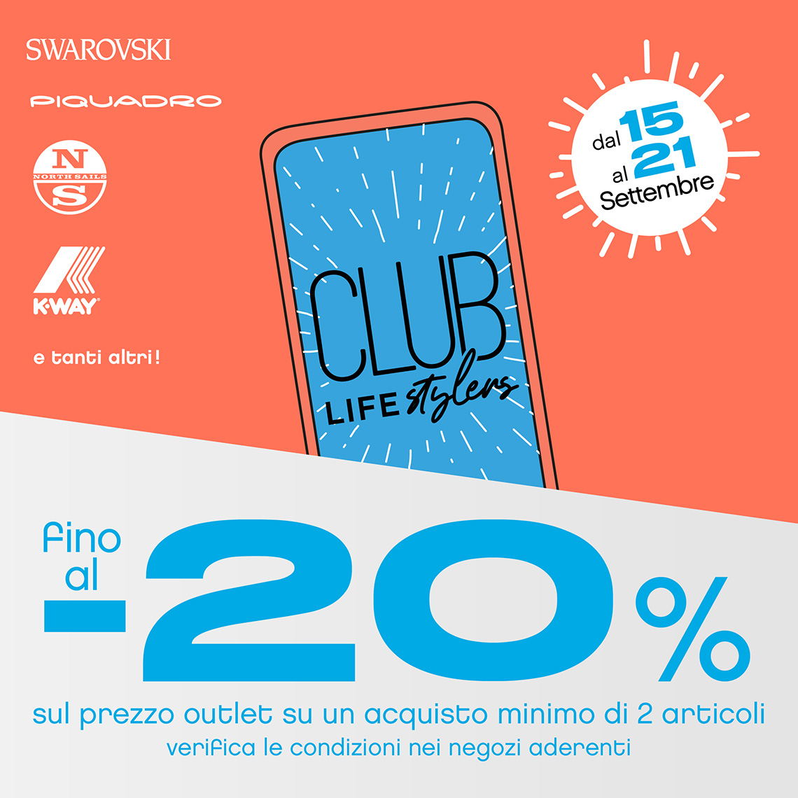 Visual promozionale Club Days fino al -20% con l’acquisto di almeno 2 articoli