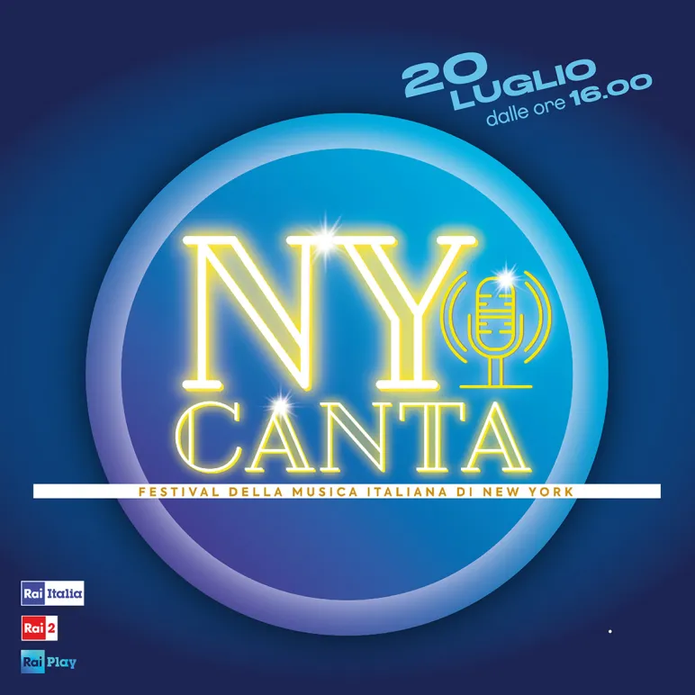 Logo NY canta con sfondo blu con data 20 luglio dalle ore 16