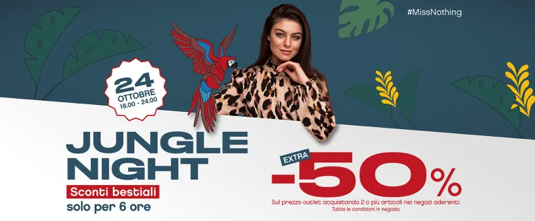 jungle night donna con pappagallo e sconto extra -50%